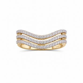 14kt Yellow Gold Diamond Triple Contour Band