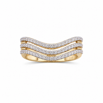 14kt Yellow Gold Diamond Triple Contour Band