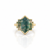 Estate 14kt Yellow Gold Moss Agate Geometric Ring