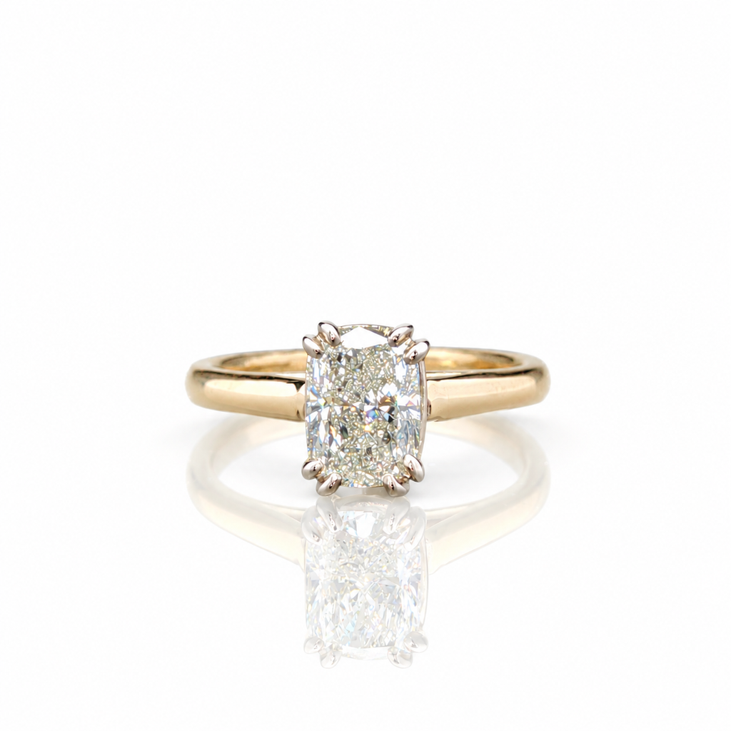 14kt Yellow Gold Cushion Cut Diamond Solitaire Ring