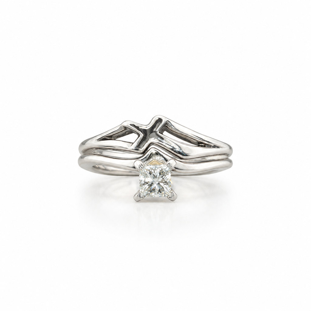 Estate 14kt White Gold Princess Cut Diamond Ring