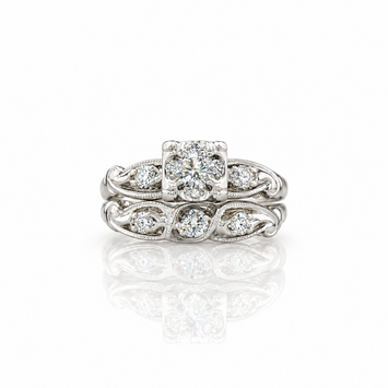 Estate 14kt White Gold Diamond Bridal Set