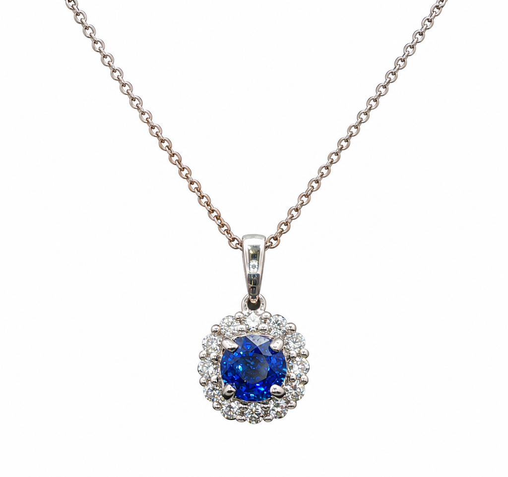 14kt White Gold Sapphire and Diamond Pendant (Pendant Only)