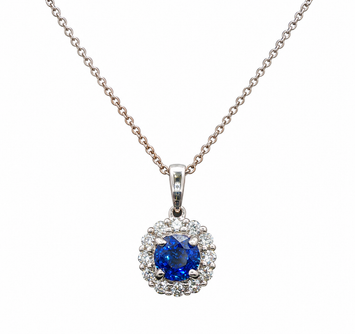 14kt White Gold Sapphire and Diamond Pendant (Pendant Only)