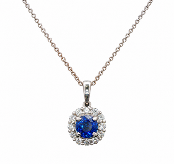 14kt White Gold Sapphire and Diamond Pendant (Pendant Only)