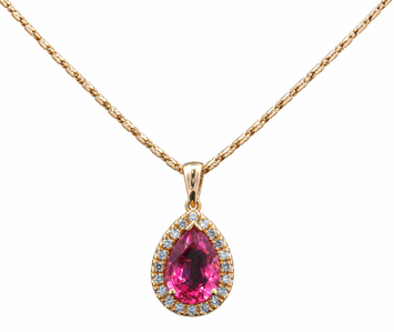 14kt Yellow Gold Pink Tourmaline and Diamond Pendant (Pendant Only)