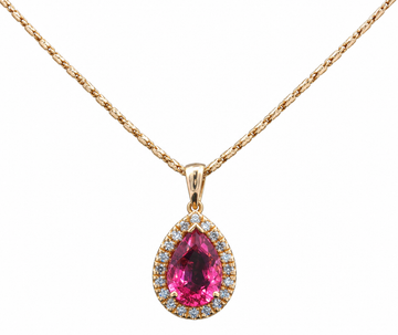 14kt Yellow Gold Pink Tourmaline and Diamond Pendant (Pendant Only)