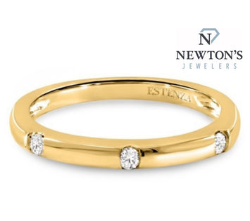 14kt Yellow Gold Diamond Bezel Station Band