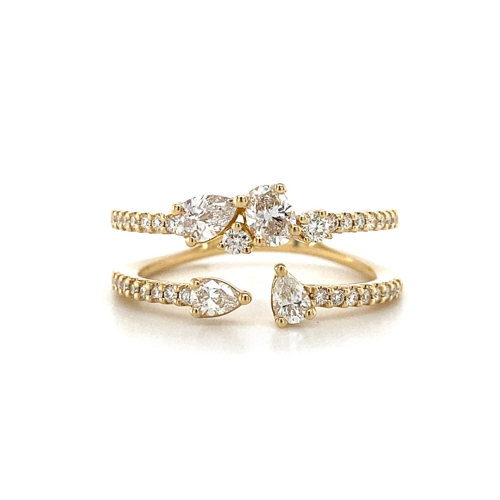 14kt Yellow Gold Double Stack Diamond Fashion Ring