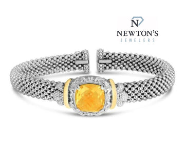 Sterling Silver & 18kt Yellow Gold Lemon Quartz Bracelet