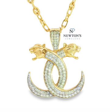 10K Yellow Gold Diamond Panther Pendant