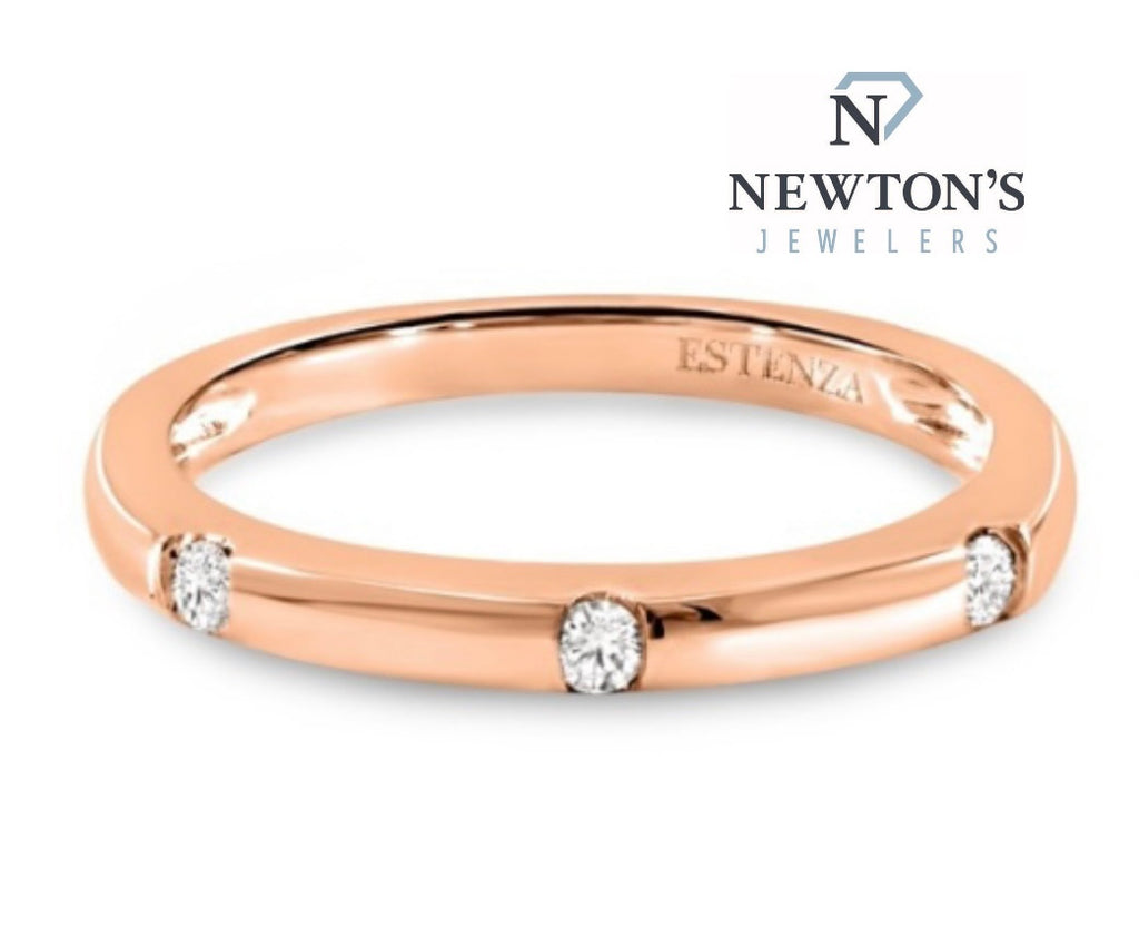 14kt Rose Gold Diamond Bezel Station Band