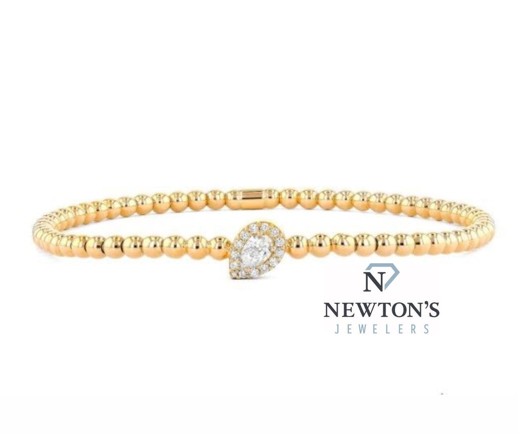 18kt Yellow Gold Beaded Couture Pear Shaped Diamond Bracelet