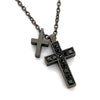 Black Titanium "Pair Of Crosses" Necklace