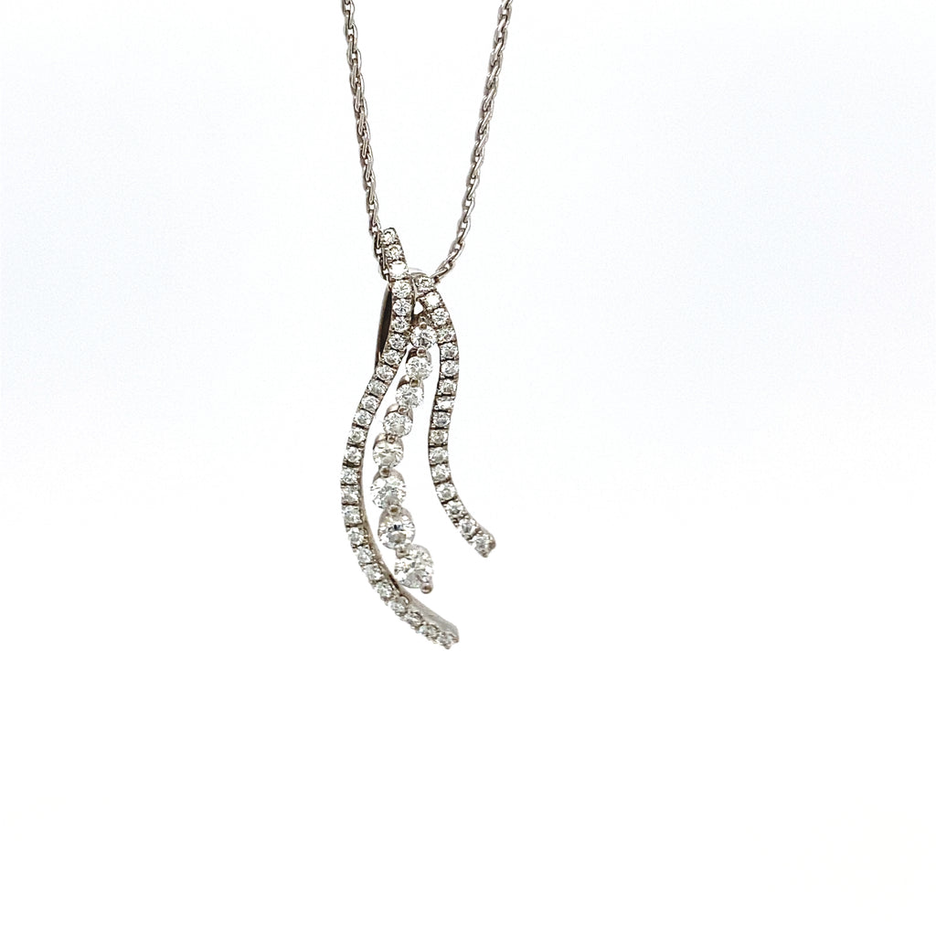 Estate 18kt White Gold Diamond Cascade Pendant 0.50ct