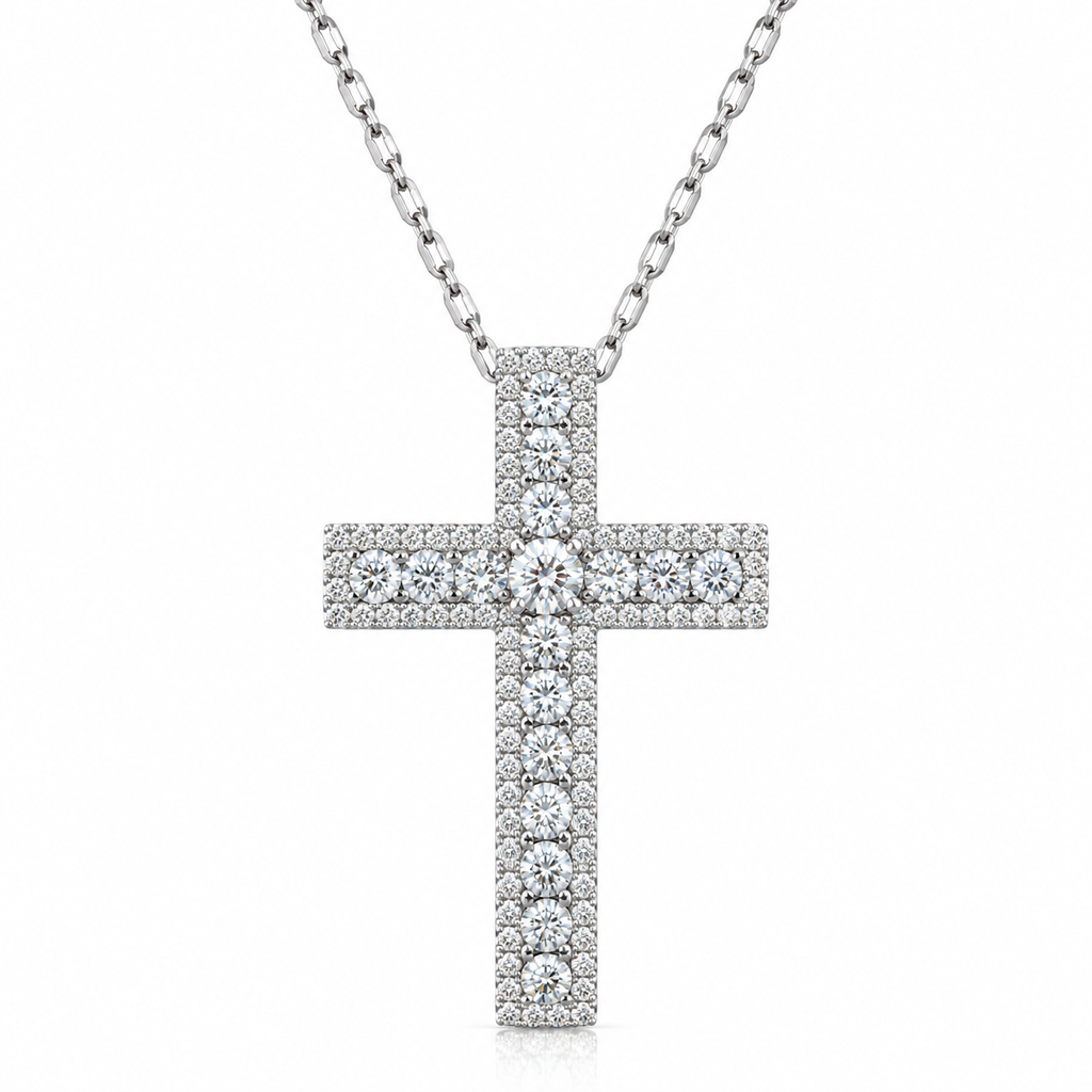 14kt White Gold Diamond Cross Pendant