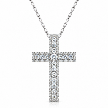 14kt White Gold Diamond Cross Pendant