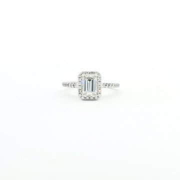 14kt White Gold Emerald Cut Diamond Halo Ring
