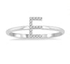 10kt White Gold Initial Stackable Ring "E"