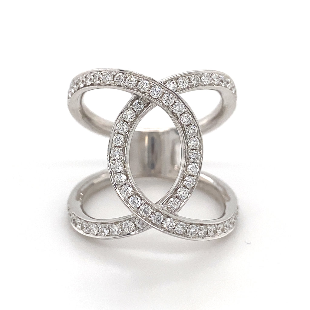 14kt White Gold Diamond Interlock Fashion Ring