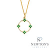 10kt Yellow Gold Emerald & Diamond Circle Pendant (No Chain Included)