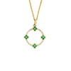 10kt Yellow Gold Emerald & Diamond Circle Pendant (No Chain Included)