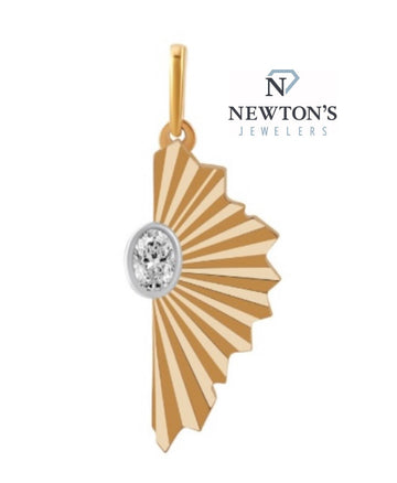 14kt Two-Tone Gold Oval Diamond Pendant