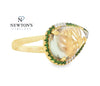 14kt Yellow Gold Green Amethyst, Tsavorite Garnet & Diamond Ring