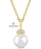 10kt Yellow Gold Pearl and Diamond Drop Pendant