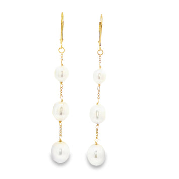 14kt Yellow Gold Freshwater Pearl Dangle Earrings