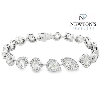 14K White Gold Mixed Shape Diamond Bracelet