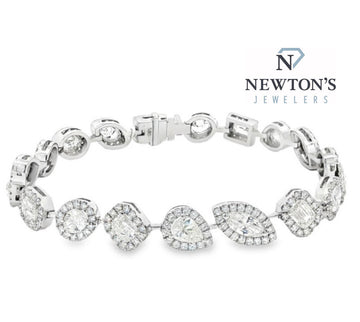14K White Gold Mixed Shape Diamond Bracelet