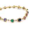 14kt Yellow Gold Mixed Shape Gemstone & Diamond Bracelet