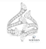 14kt White Gold Marquise and Pear Shaped Diamond Ring