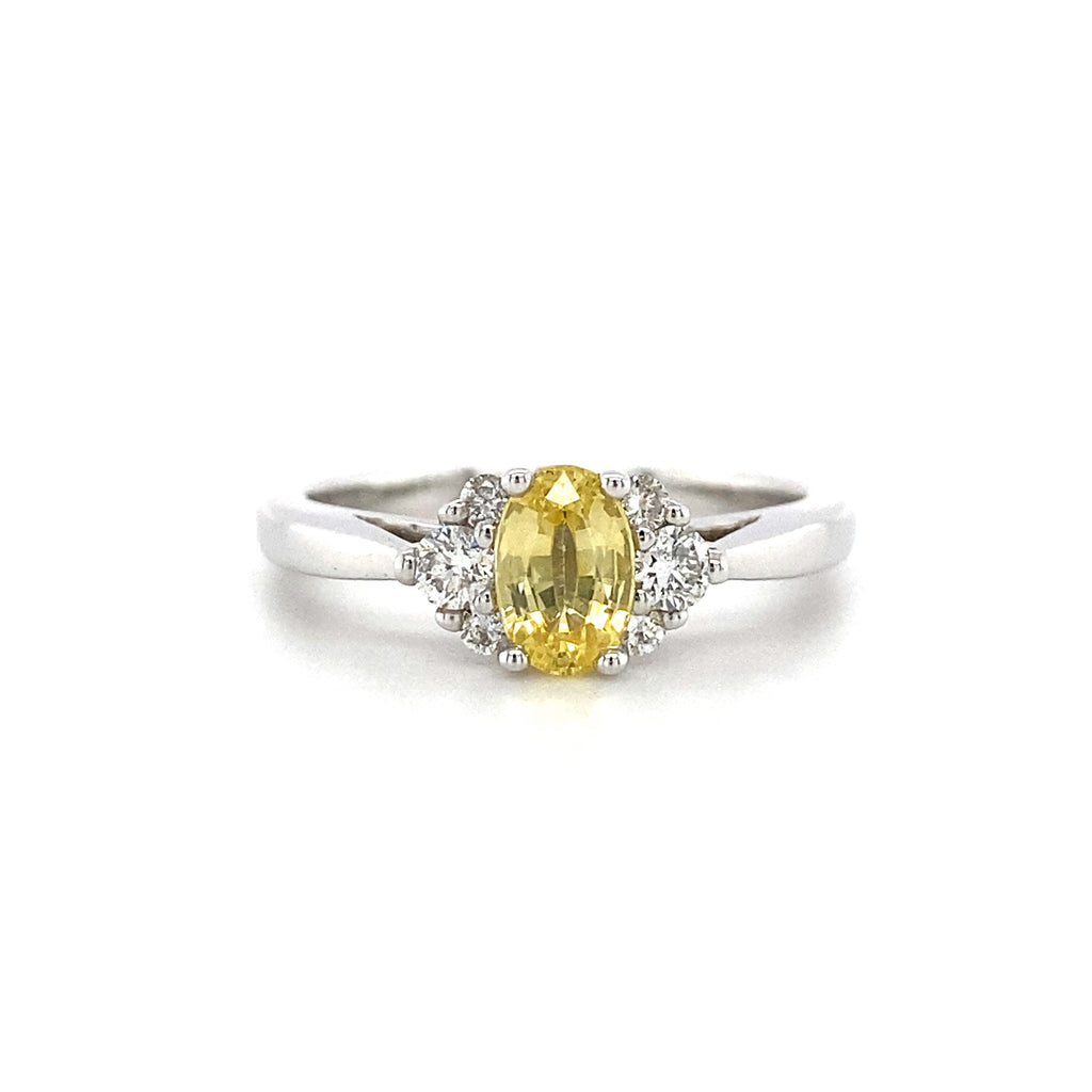 14kt White Gold Yellow Sapphire and Diamond Fashion Ring