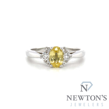 14kt White Gold Yellow Sapphire & Diamond Fashion Ring