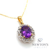 14kt Yellow Gold Amethyst & Diamond Pendant with Chain