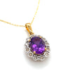 14kt Yellow Gold Amethyst and Diamond Pendant with Chain