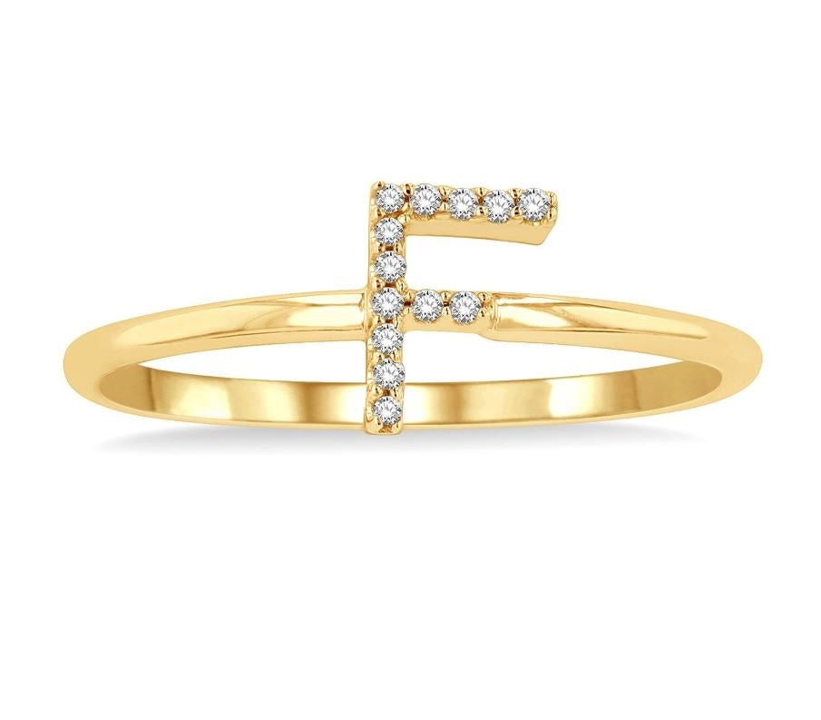 10kt Yellow Gold Initial Stackable Ring "F"