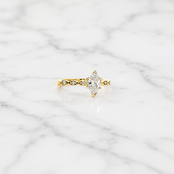 14kt Yellow Gold Marquise Diamond Engagement Ring