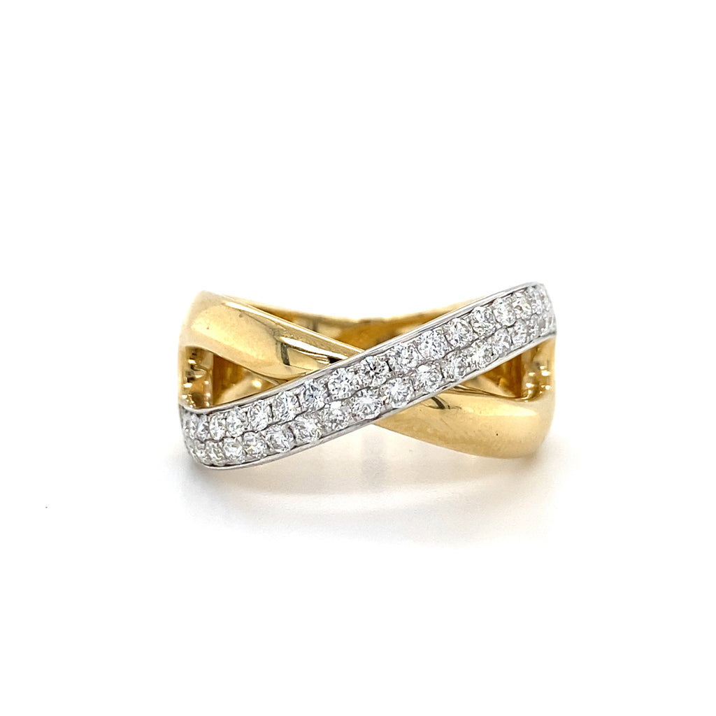 14kt White & Yellow Gold Diamond Cross-Over Ring