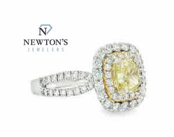 14kt White & Yellow Gold Fancy Yellow Diamond Halo Ring
