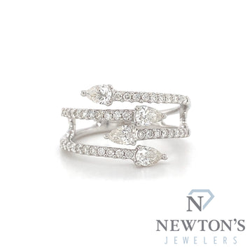 14kt White Gold "Four Pears" Diamond Fashion Ring