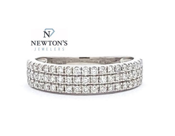 14kt White Gold Triple Row Diamond Band