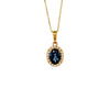 14kt Yellow Gold Blue Topaz and Diamond Pendant with Chain