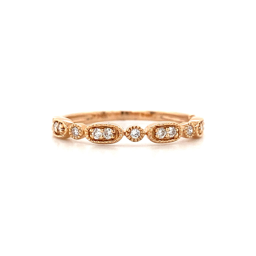 14kt Rose Gold Alternating Diamond Stackable Band