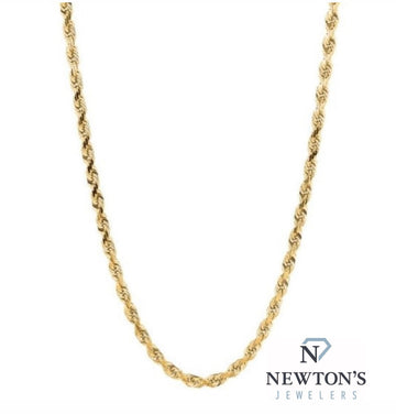 10kt Yellow Gold Diamond Cut Rope Chain