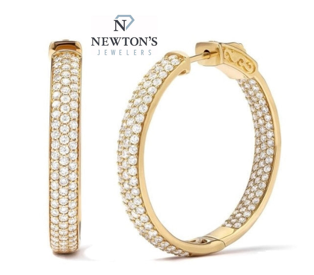 18kt Yellow Gold Diamond Hoops