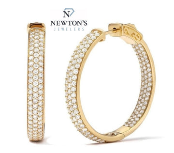18kt Yellow Gold Diamond Hoops