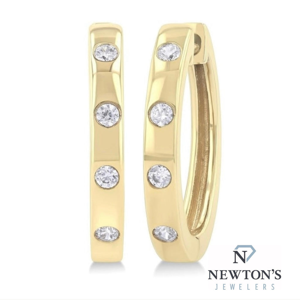 10kt Yellow Gold Diamond Hoops